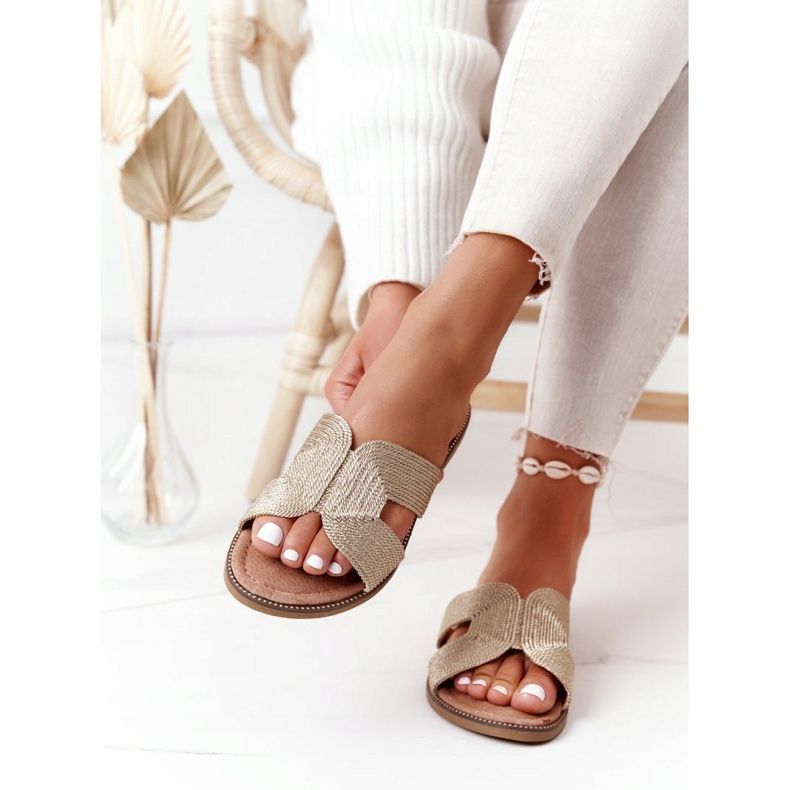 S.Barski Pantuflas de Mujer Elegantes S. Barski Gold beige dorado 2