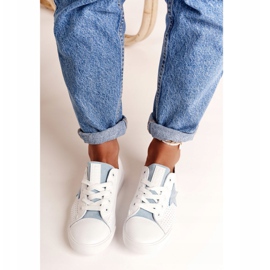 Zapatillas de Mujer en Piel con una Estrella Big Star DD274692 Blanco-Azul 14