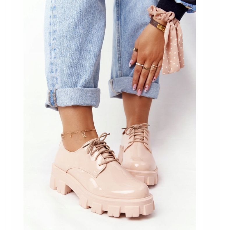 PS1 Oxfords de mujer en la plataforma Nude Imogen beige rosado 1