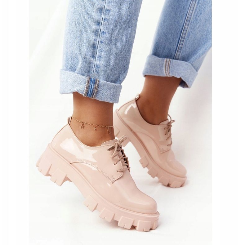 PS1 Oxfords de mujer en la plataforma Nude Imogen beige rosa 2