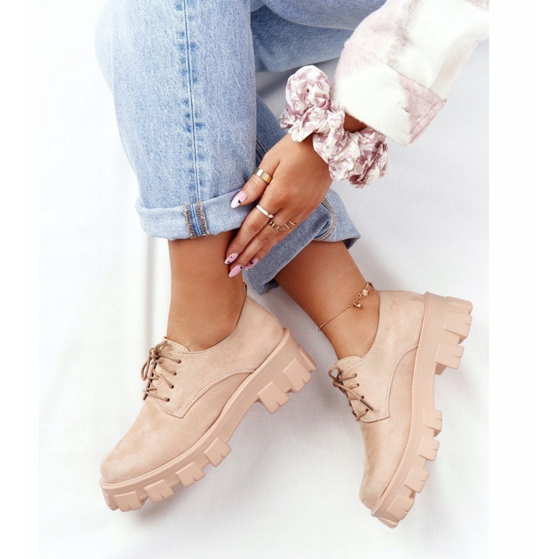 PS1 Zapatos de gamuza Oxfords para mujer en la plataforma Nude Imogen beige rosa 1