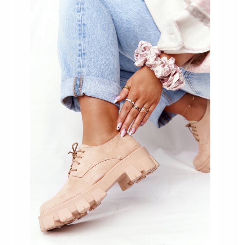 PS1 Zapatos de gamuza Oxfords para mujer en la plataforma Nude Imogen beige rosado 2