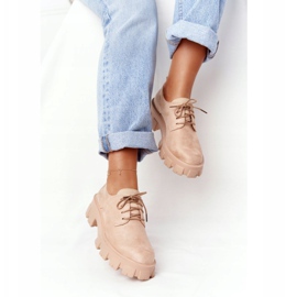PS1 Zapatos de gamuza Oxfords para mujer en la plataforma Nude Imogen beige rosado 3