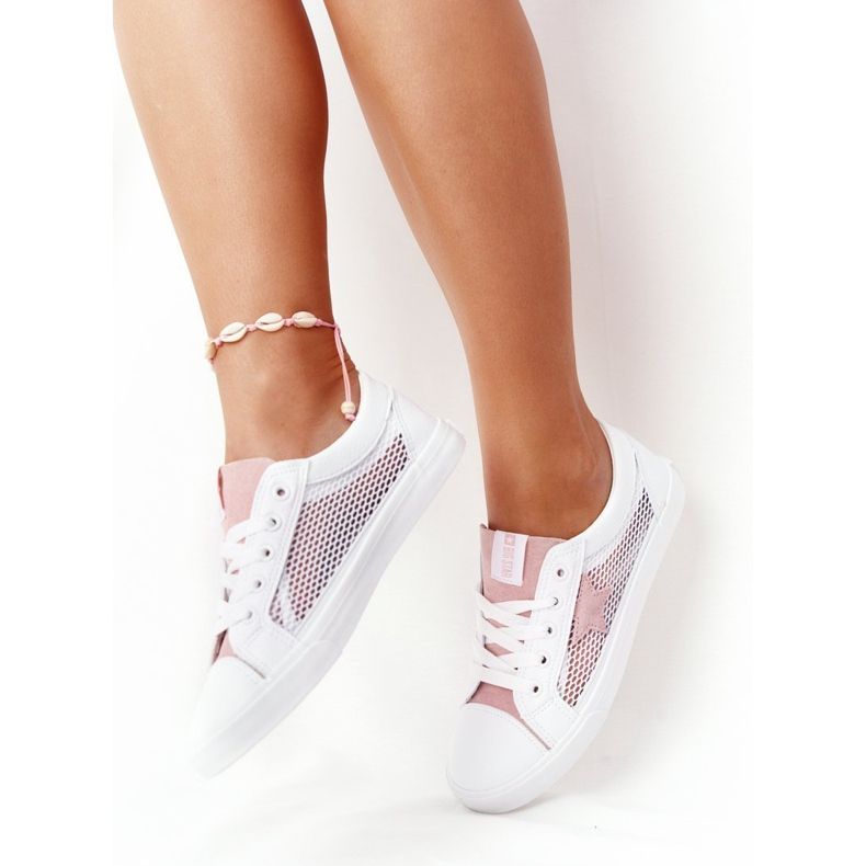 Zapatillas de Mujer con Malla Big Star DD274688 Blanco-Rosa 2