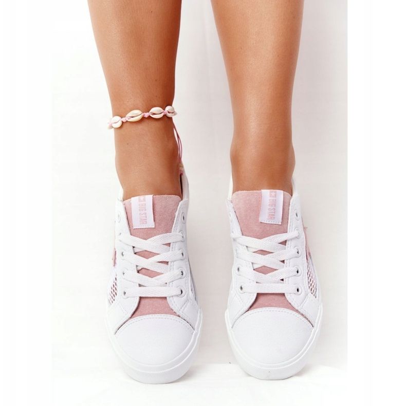 Zapatillas de Mujer con Malla Big Star DD274688 Blanco-Rosa 1