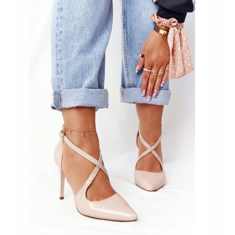 PV3 Elegantes Tacones De Cuero Visconi 7400 Beige 1