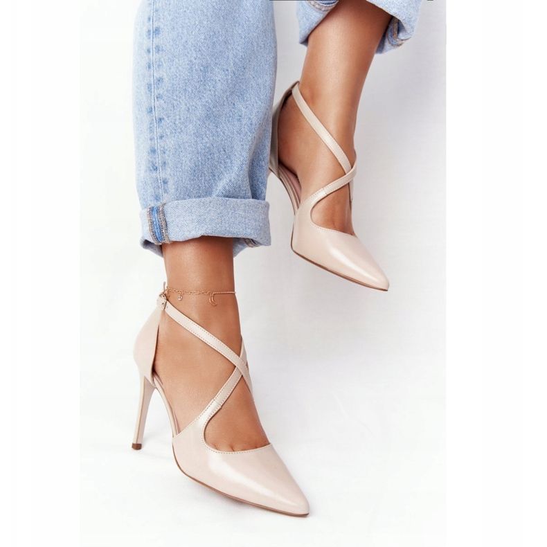 PV3 Elegantes Tacones De Cuero Visconi 7400 Beige 2