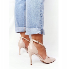 PV3 Elegantes Tacones De Cuero Visconi 7400 Beige 4