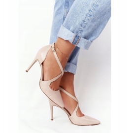 PV3 Elegantes Tacones De Cuero Visconi 7400 Beige 5