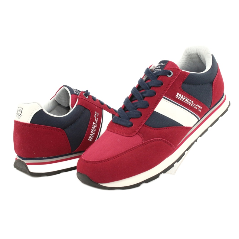 Zapatillas deportivas de hombre American club RH14 blanco rojo azul marino 3
