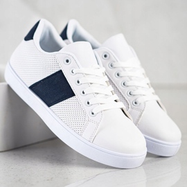 SHELOVET Deportivas caladas con piel ecológica blanco 4
