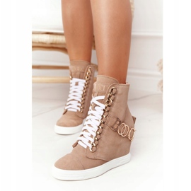 Zapatillas de ante para mujer BOOCI Golden Letters Bright Camel marrón 1