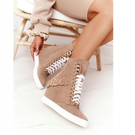 Zapatillas de ante para mujer BOOCI Golden Letters Bright Camel marrón 3