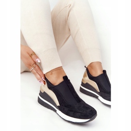 Vinceza 10593 Zapatillas con cuña en negro y dorado verde 3