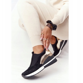 Vinceza 10593 Zapatillas con cuña en negro y dorado verde 4