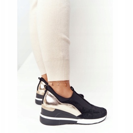 Vinceza 10593 Zapatillas con cuña en negro y dorado verde 2