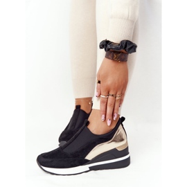 Vinceza 10593 Zapatillas con cuña en negro y dorado verde 5