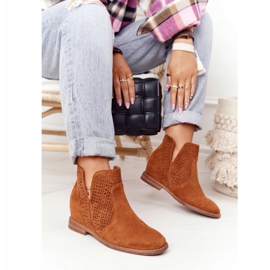 S.Barski Botas caladas en la cuña S. Barski Camel marrón 2