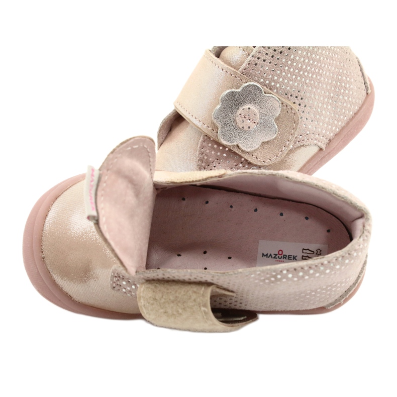 Mazurek Deportivas de piel con velcro 1101 oro satinado rosa 3