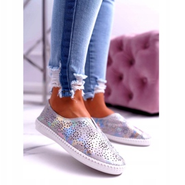 Inserta de comodidad de zapatillas de cuero gris para mujeres 1