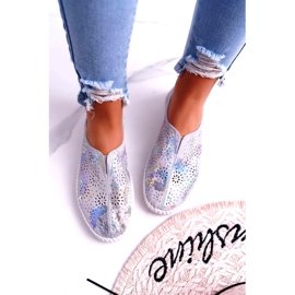 Inserta de comodidad de zapatillas de cuero gris para mujeres 3