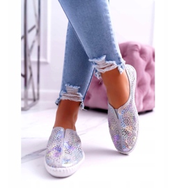 Inserta de comodidad de zapatillas de cuero gris para mujeres 4