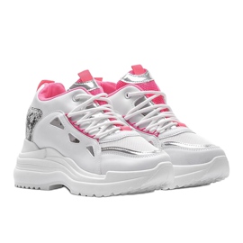 Zapatillas Felicia con serpiente en blanco y rosa 1