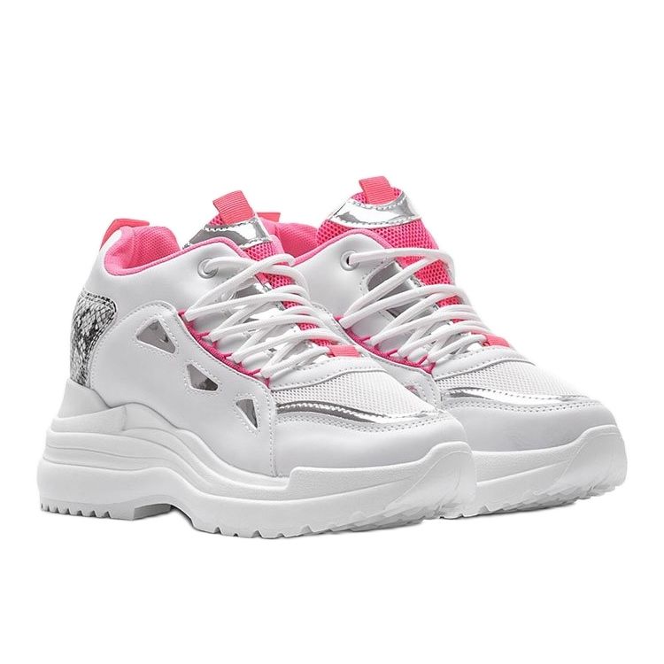 Zapatillas Felicia con serpiente en blanco y rosa 1