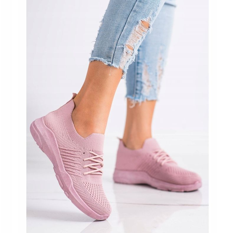 SHELOVET Cómodas zapatillas deportivas rosas 1