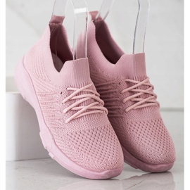 SHELOVET Cómodas zapatillas deportivas rosas rosado 3