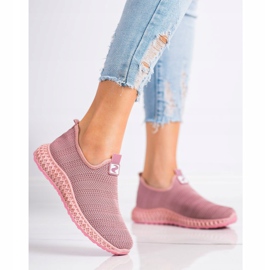 SHELOVET Slipons de primavera calados rosado 4