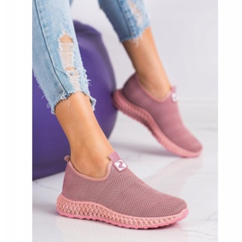 SHELOVET Slipons de primavera calados rosado 3
