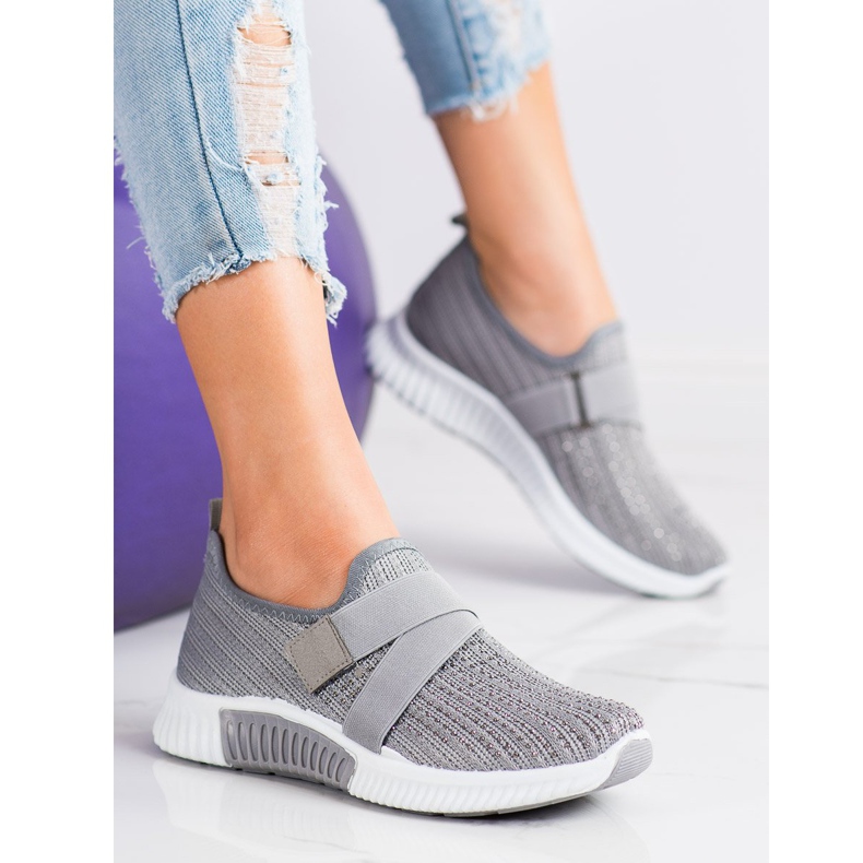 SHELOVET Calzado deportivo con cristales gris 1
