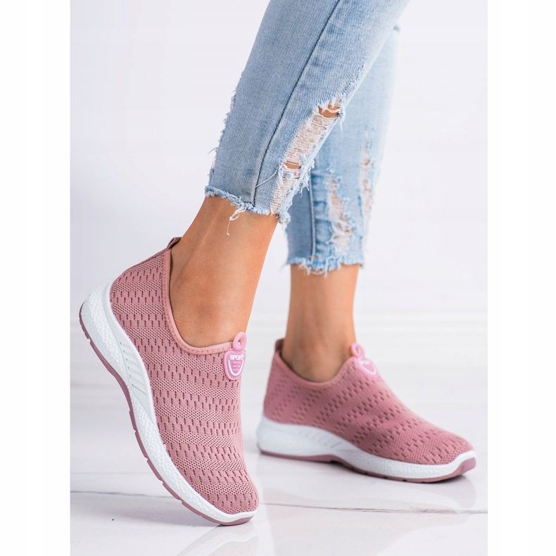 SHELOVET Zapatillas ligeras sin cordones rosado 1