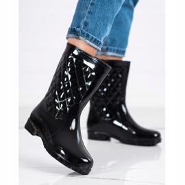 Bona Botas de agua acolchadas brillantes negro 2
