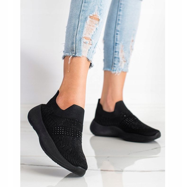 Renda Zapatillas negras con cristales negro 1