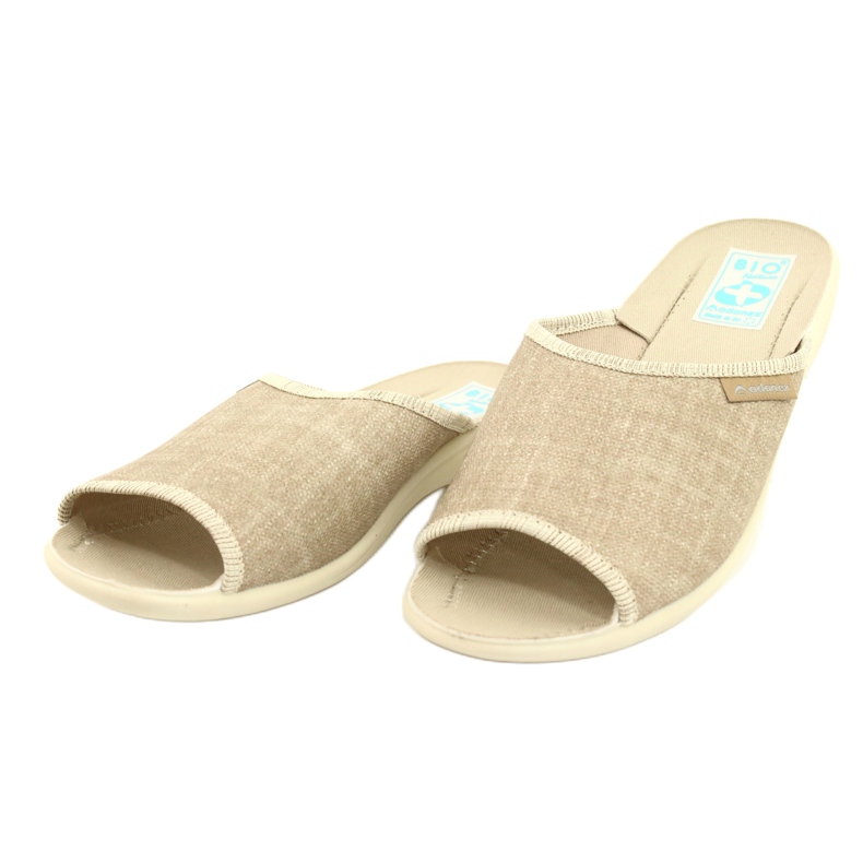 Pantuflas de lino para mujer Adanex 25970 beige 1
