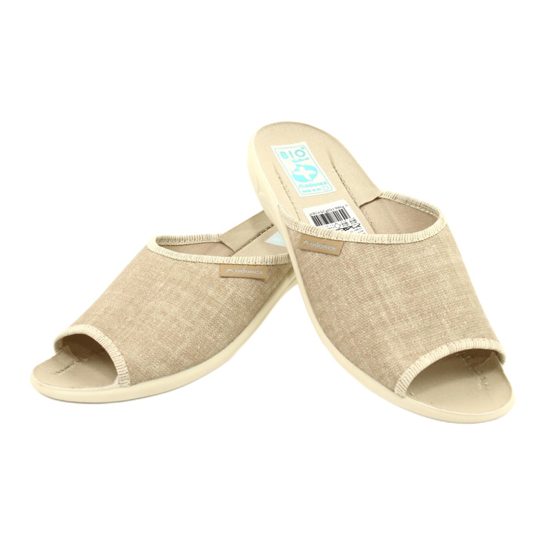 Pantuflas de lino para mujer Adanex 25970 beige 3