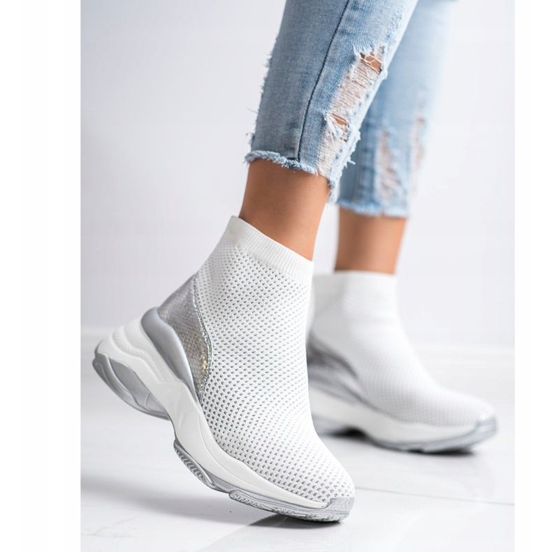SHELOVET Zapatillas de alta textil blanco 1