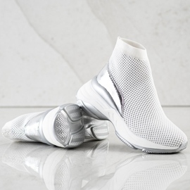 SHELOVET Zapatillas de alta textil blanco 2
