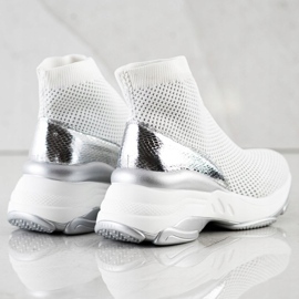 SHELOVET Zapatillas de alta textil blanco 3