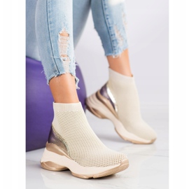 SHELOVET Zapatillas de alta textil beige 1