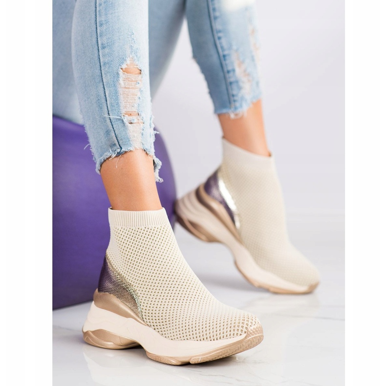 SHELOVET Zapatillas de alta textil beige 1