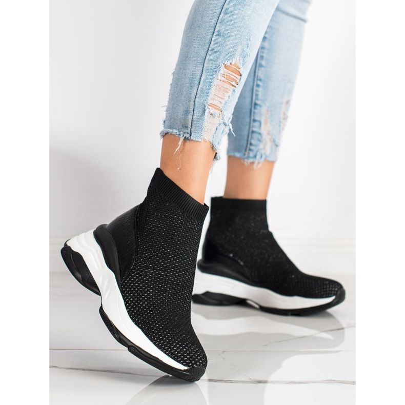 SHELOVET Zapatillas de alta textil negro 1