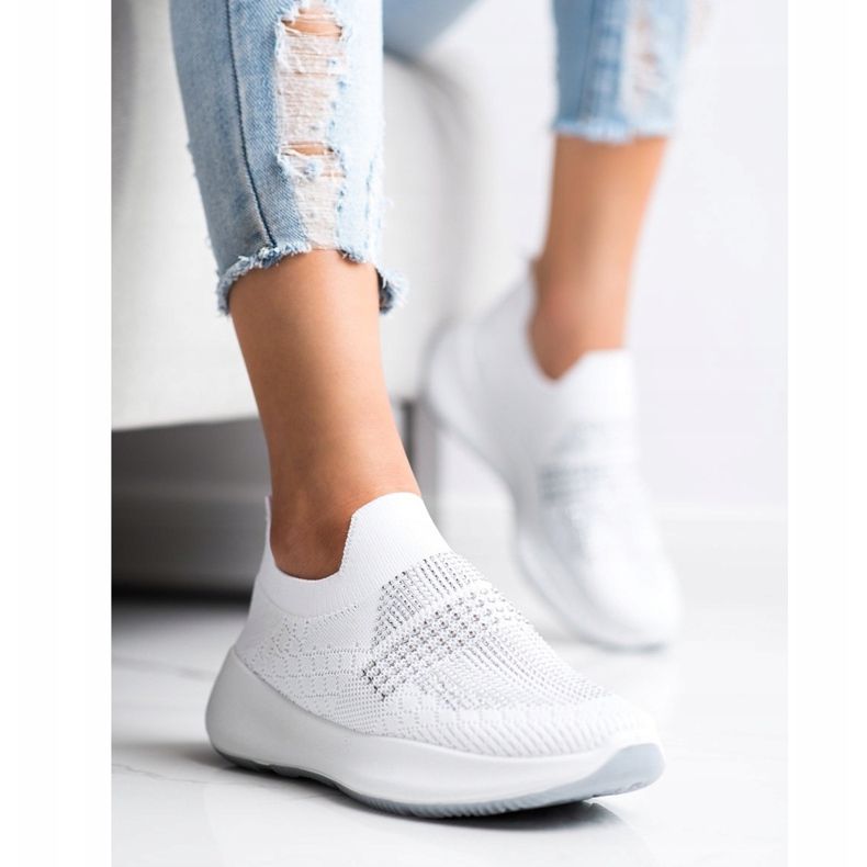 Renda Zapatillas blancas con cristales blanco 2