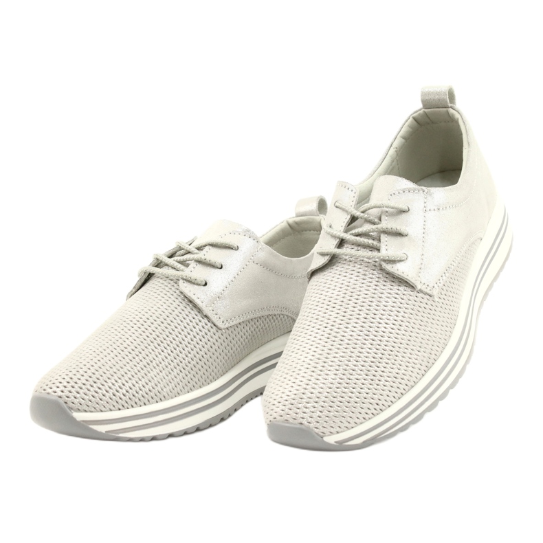 Zapato deportivo de mujer en piel Jezzi 21PB32-3617 plateado plata 2