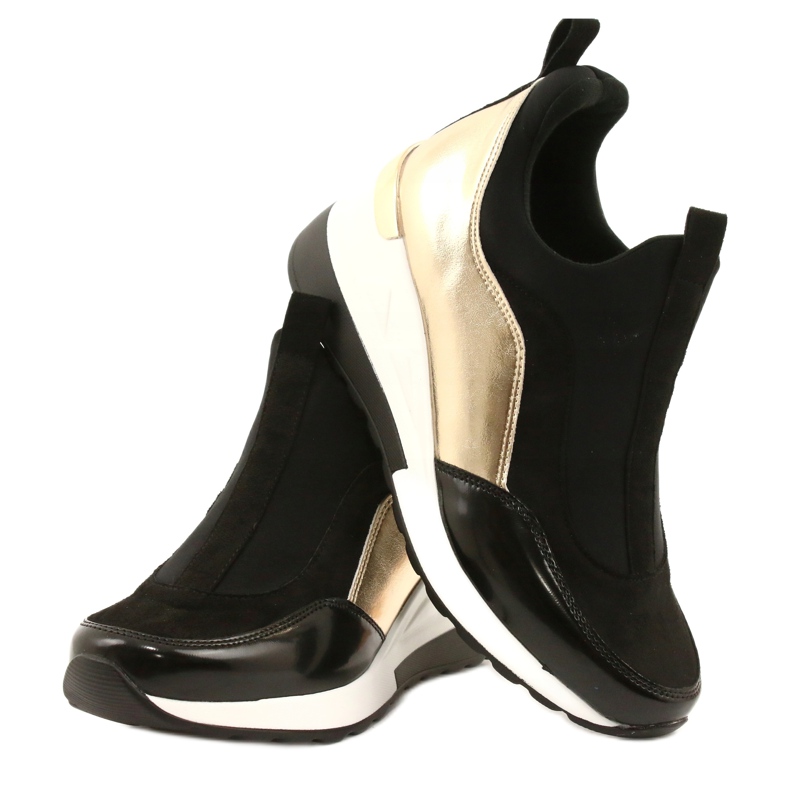 Zapatillas Evento con cuña 21PB35-4000 negro dorado 6