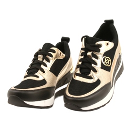 Evento Zapatillas con cuña para mujer 21PB35-4001 Black Gold Roxet negro dorado 2