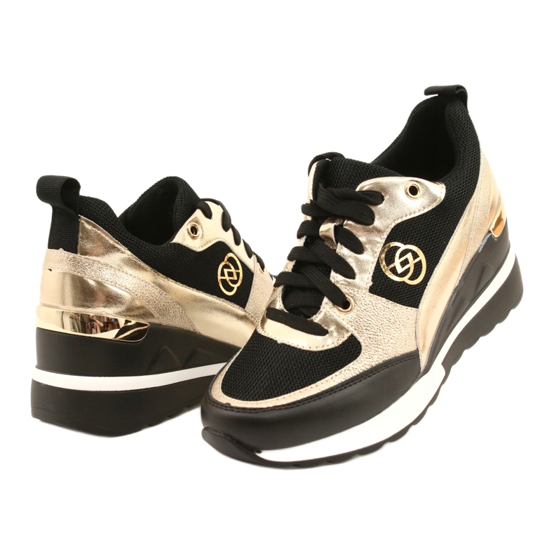 Evento Zapatillas con cuña para mujer 21PB35-4001 Black Gold Roxet negro dorado 3