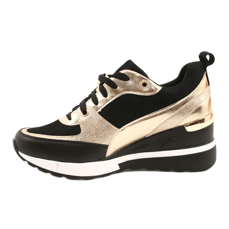 Evento Zapatillas con cuña para mujer 21PB35-4001 Black Gold Roxet negro dorado 1